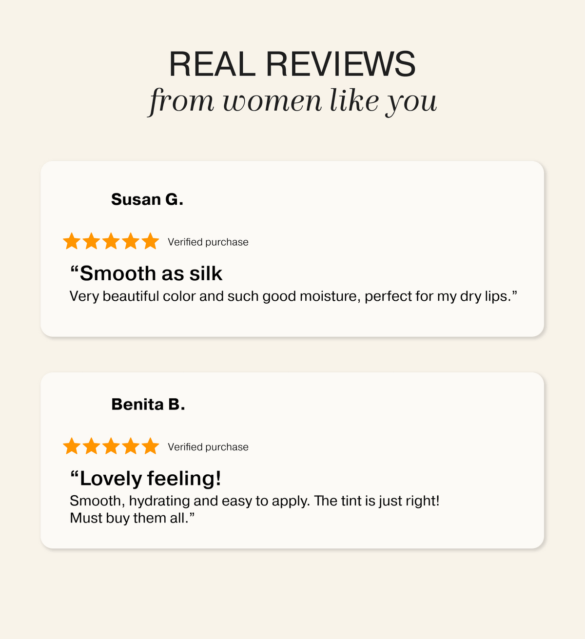 Customer reviews for the Mini Lip Tint Trio praising smooth moisture and hydrating texture.